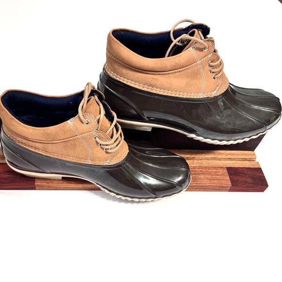 Tommy Hilfiger Duck Boots Women's Size 9 Low Cut Brown Leather Uppers Waterproof - Picture 2 of 9